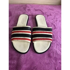 Lauren Ralph Lauren Women's Natana Slide Sandals Size 5.5 Red Black White Stripe